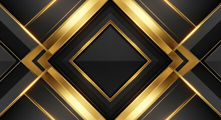 Abstract geometric black and gold luxurious background design