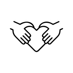 Obraz premium Two hands holding a heart in a minimal line style 