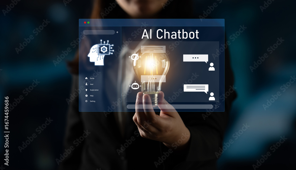 Poster ai chatbot interface facilitates communication, chatbot, and ai interaction for automated user suppo