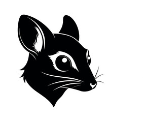 Sugar Glider Head Side View Black Silhouette Vector