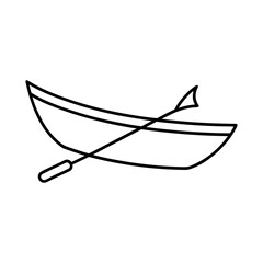 Outline of a Canoe on White Background