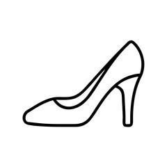 Obraz premium High-heeled shoe icon in minimalist line art style 