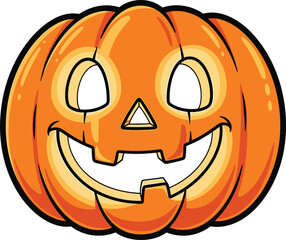 Cartoon style jacko'lantern with a happy smile perfect for halloween themes