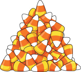 Festive pile of candy corn a classic halloween treat isolated on white background