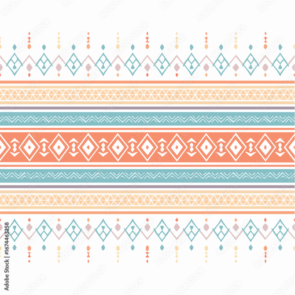 Poster tribal aztec pattern banner background with stripe lines. ethnic border style vector seamless patter