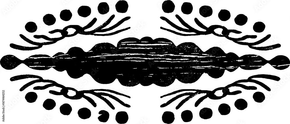 Aufkleber linocut abstract border composition with repeating patterns for artistic design