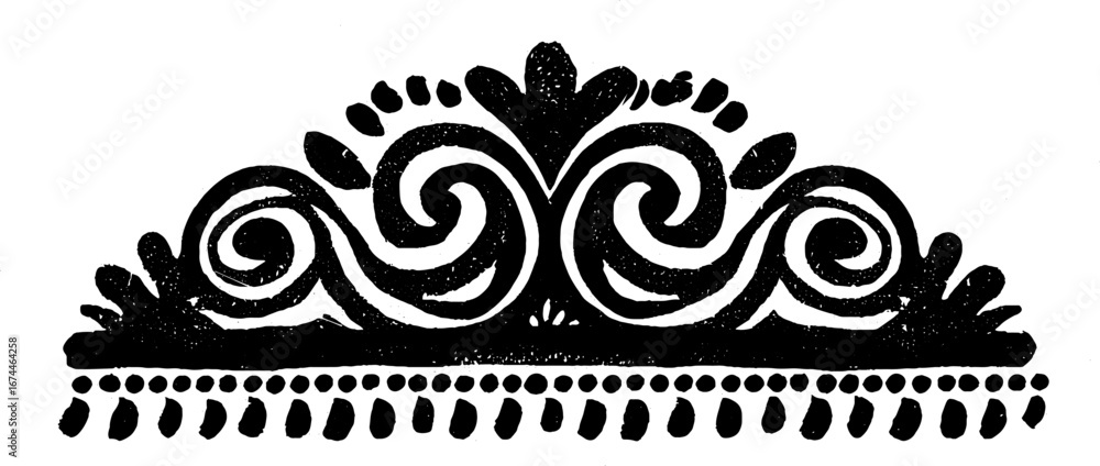 Aufkleber abstract linocut border composition for boho design and print projects