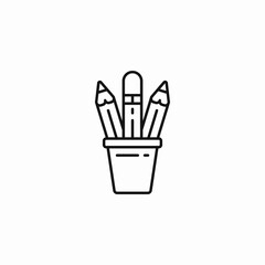 pencil holder cup icon sign vector