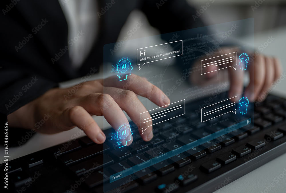 Aufkleber ai chatbot interface facilitates communication, chatbot, and ai interaction for automated user suppo