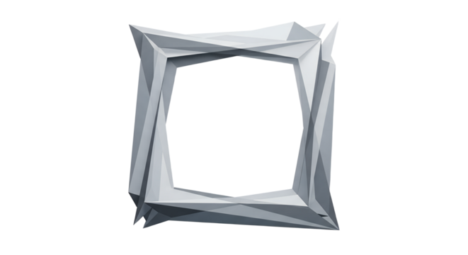 Abstract Geometric Frame Silver Modern Design Isolated On Black Background Stock Photo