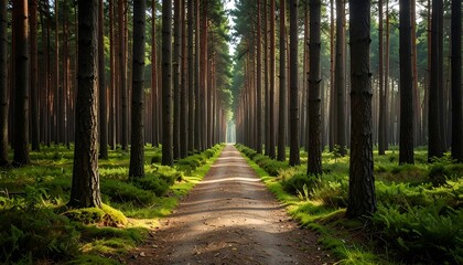 Obraz premium Forest path, sunlight