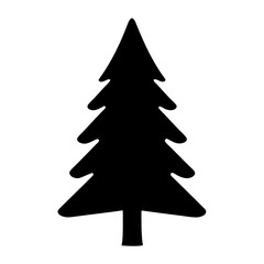 Fototapeta premium Stylized black silhouette of a Christmas tree or pine tree on white