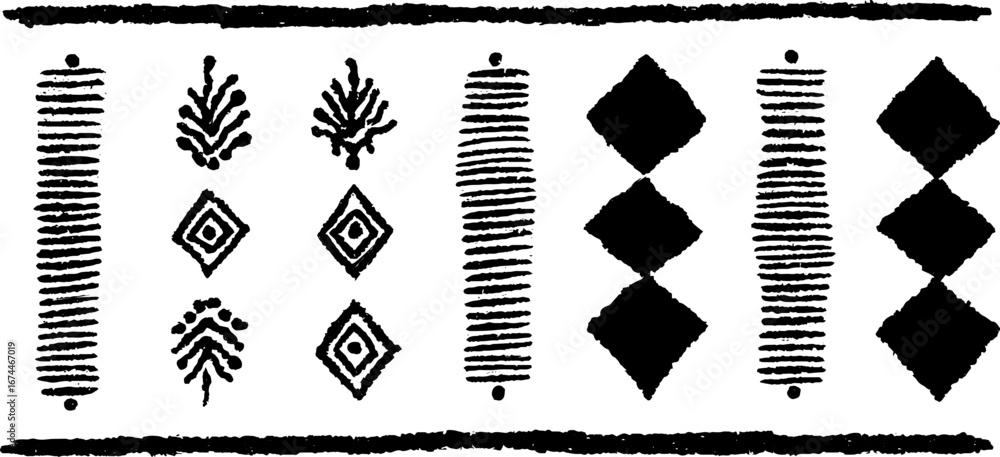 Aufkleber geometric linocut border design with repeating patterns for creative projects