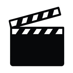 Black and white clapperboard icon representing filmmaking and video production industry