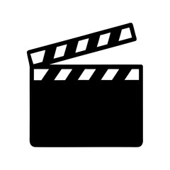 Black and white clapperboard icon representing filmmaking and video production industry