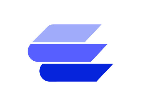 abstract e letter Logo design with layered concept for branding