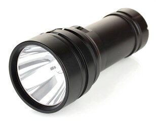 Black flashlight isolated on white
