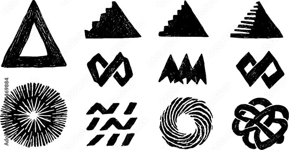 Poster paradox symbols set with impossible shapes for creative design projects