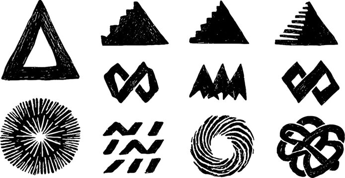 Paradox symbols set with impossible shapes for creative design projects