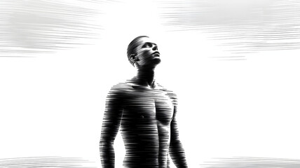 Obraz premium Man expressing hope and spirituality looking up to the light