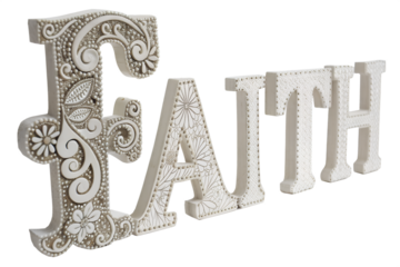 Faith Decorative Word Art Sculpture with Floral Pattern, Tabletop Decor for Hope and Inspiration