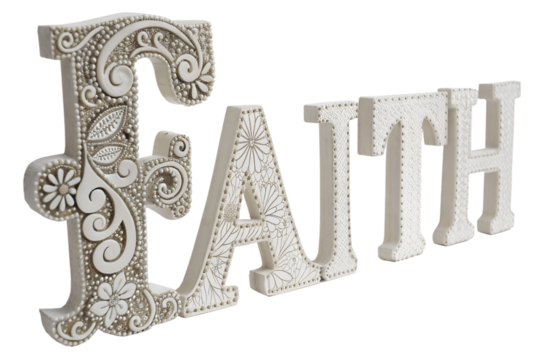 Faith Decorative Word Art Sculpture with Floral Pattern, Tabletop Decor for Hope and Inspiration