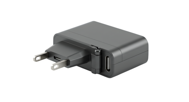 Gray Adapter with Smooth Surface on Black shows modern technology for product photography.