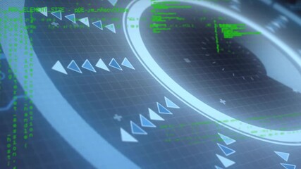 At startup holographic scanning ring rotating clockwise and processing green code for analysis - Powered by Adobe