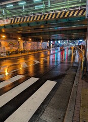 Cyberpunk rendering of Tokyo route and street during rainfall