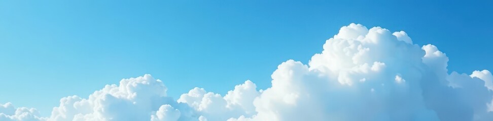 Obraz premium Abstract fluffy white cloud floats serenely against vibrant blue sky , calm, open