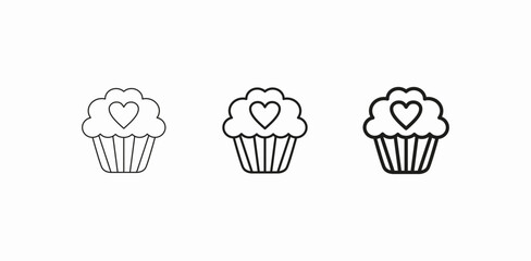 cupcake with heart icon sign vector