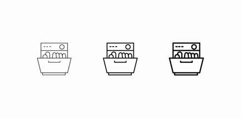 open dishwasher appliance icon sign vector