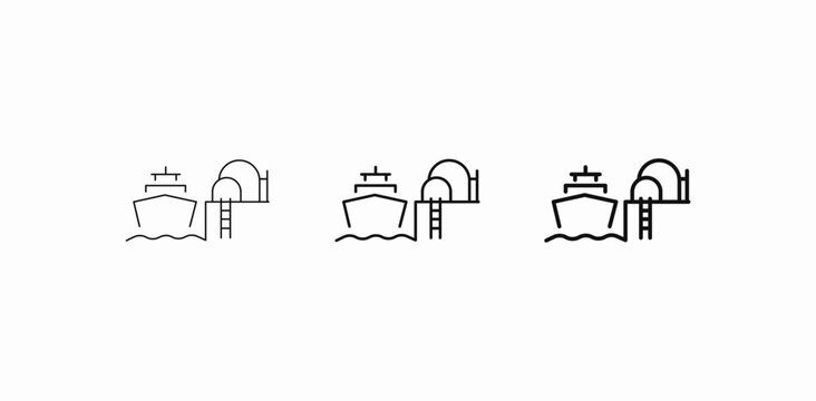 oil tanker dock icon sign vector