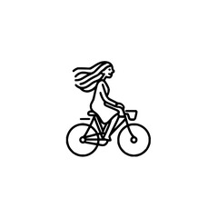 Woman riding bicycle vector illustration for cycling lifestyle and urban transportation design concept use case