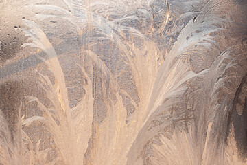 Beautiful close-up of natural ice patterns during a frosty winter morning