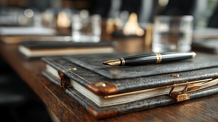 Legal advisory board meeting notes showing official minutes, strategy planning documents, corporate law governance, and legal counsel decision records on office table
