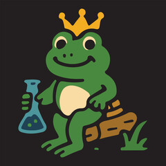 Fototapeta premium The Frog Prince Scientist with a Magic Potion