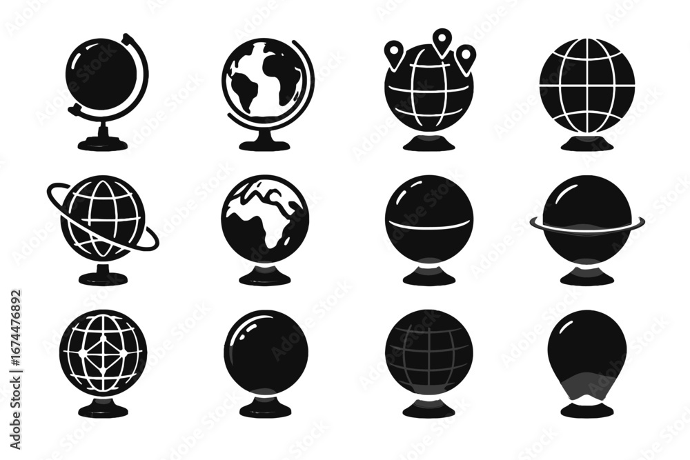 Poster holographic longitude vector globe icon icons earth augmented grid equator atmosphere rotating