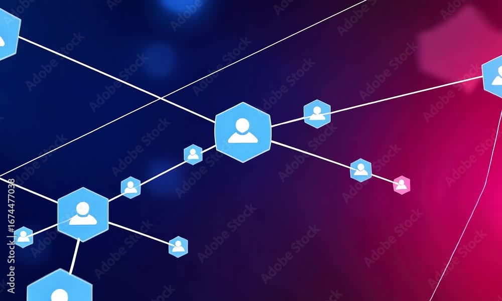 Poster abstract network connections - people nodes in digital web.