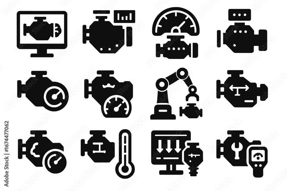 Aufkleber control adaptive vector actuator panel digital engine monitor virtual sensor icon futuristic