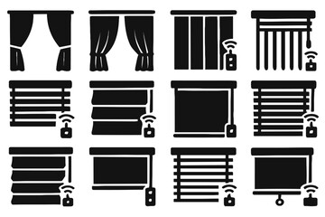 Cover drapery smart vector window motorized icon roller blind vertical pleated horizontal