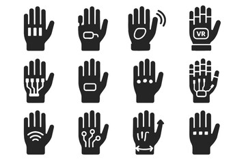 Obraz premium Transmission icons training glove wearable hand sensor sensors robotic vector data icon