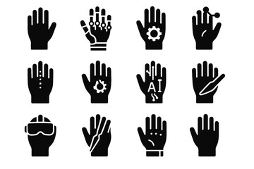 Fototapeta premium Ai diagnostic glove health icon medical vr rehabilitation vector precision