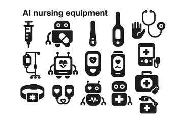 Stand stethoscope health smart icon nursing vector advanced ai aid iv robotic