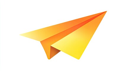 Simple, orange-yellow paper airplane graphic