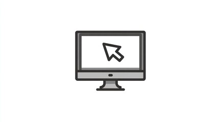A graphic icon shows a desktop computer with a mouse cursor arrow, isolated on white