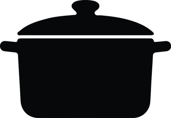 Illustrator Vector Kitchen pot with lid silhouette