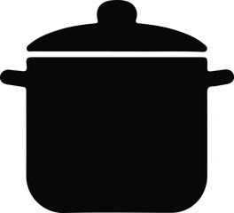 Illustrator Vector Kitchen pot with lid simple black silhouette