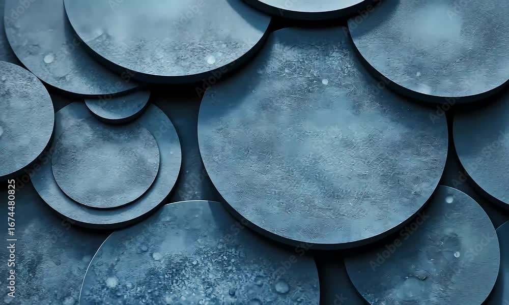 Poster dark blue overlapping circles abstract background texture.