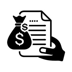 Vector art of financial document concept showing agreement, contract, and investment hand holding document